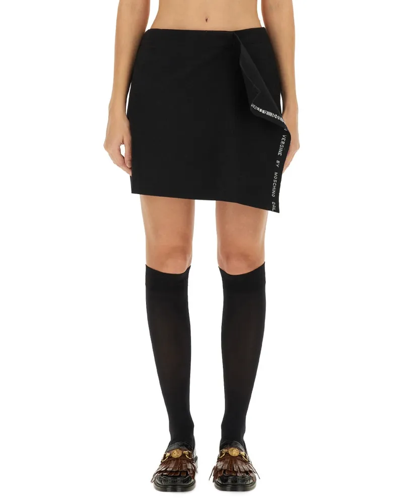 Moschino Virgin Wool Wrap Skirt — Black Black