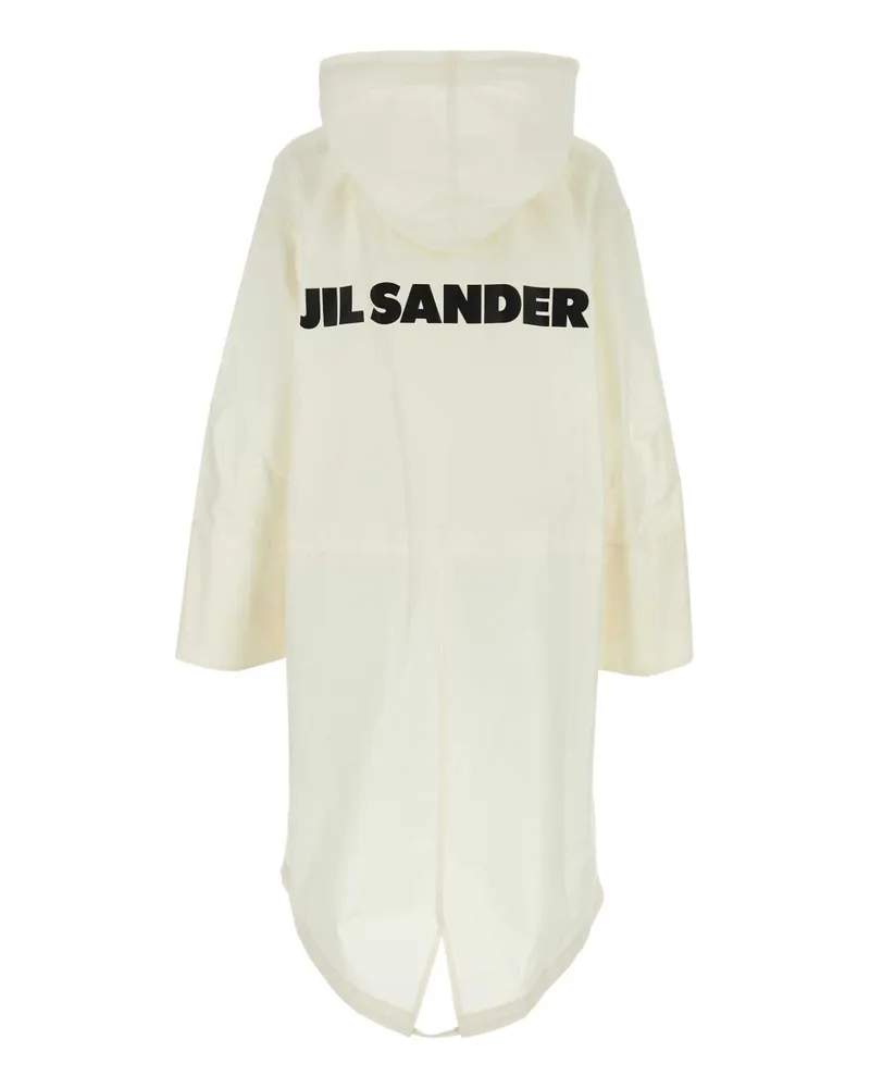 Jil Sander Women's Ivory Cotton Parka 103 Exterior: Giubbini White