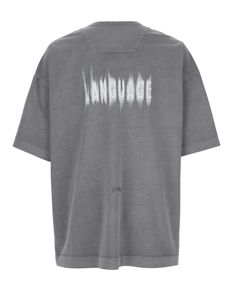 JUUN.J Men Grey T-Shirt With Embroidered Logo Cotton T-Shirts And Polos Gray