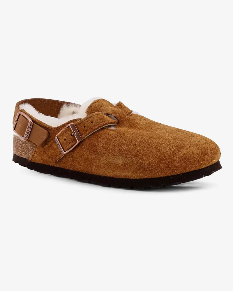 Birkenstock Women's Tokio Inside Shearling Suede Mule Brown Pelle Sandal Brown
