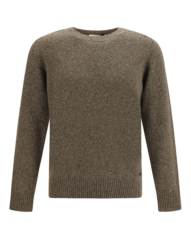 Brooksfield Double-Yarn Wool Sweater — Green Green