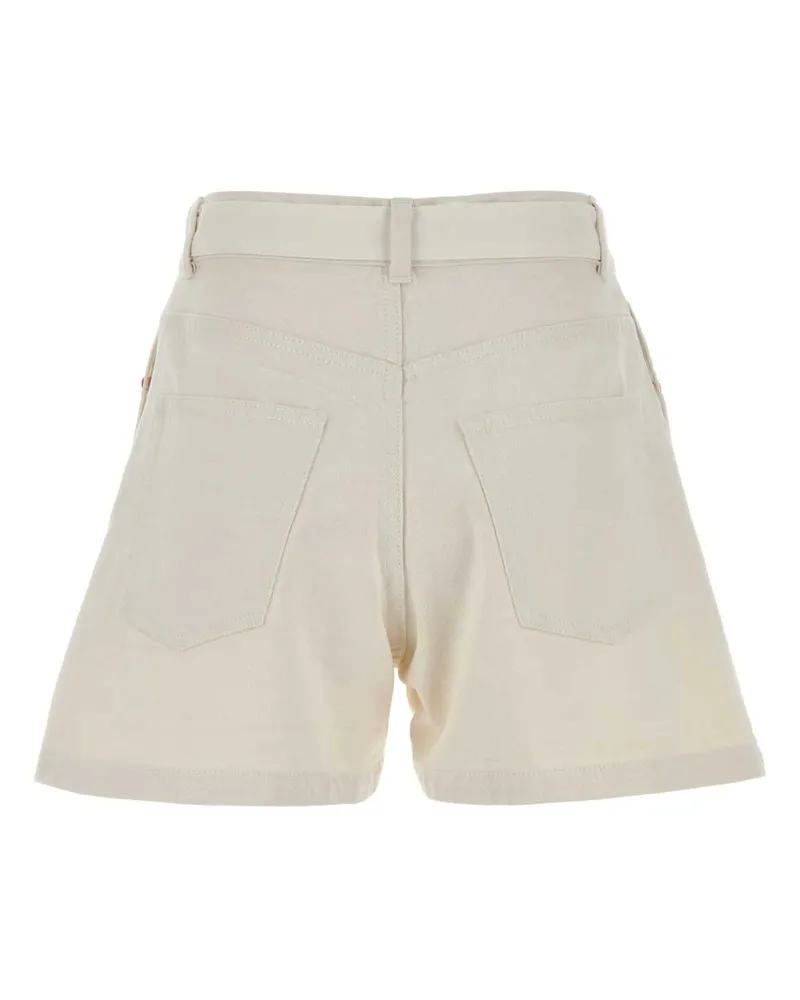 Sacai Women's White Polyester And Denim Shorts Offwhite White