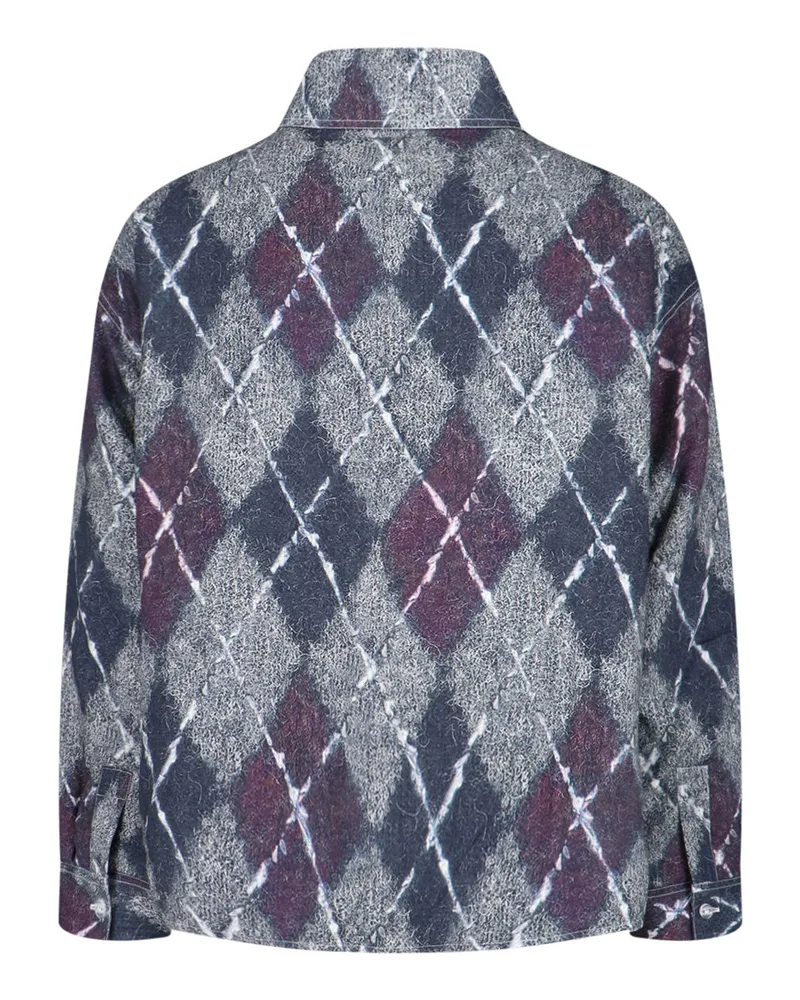 BONSAI Men's Argyle-Patterned Wool Blend Jacket Multicolor Polyamide Multicolor