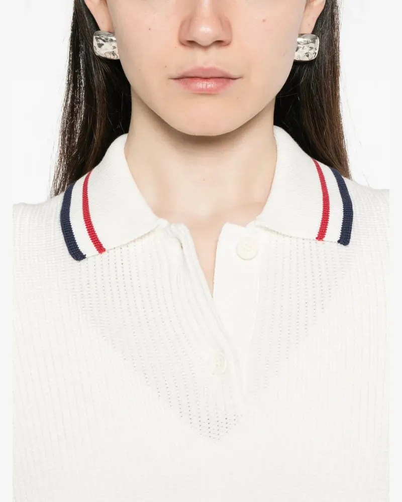 Brunello Cucinelli Women Striped-Collar Polo Top Ss26 W White