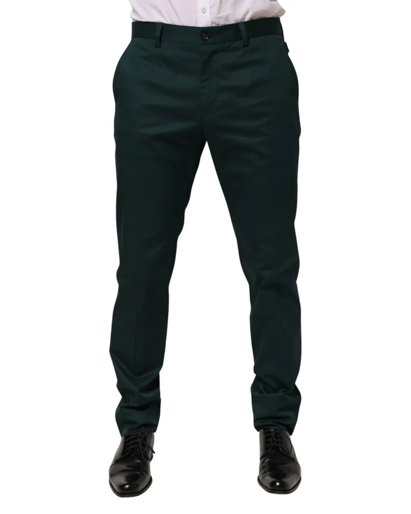 Dolce & Gabbana Green Cotton Formal Dress Men Trouser Pants Co+03 Green