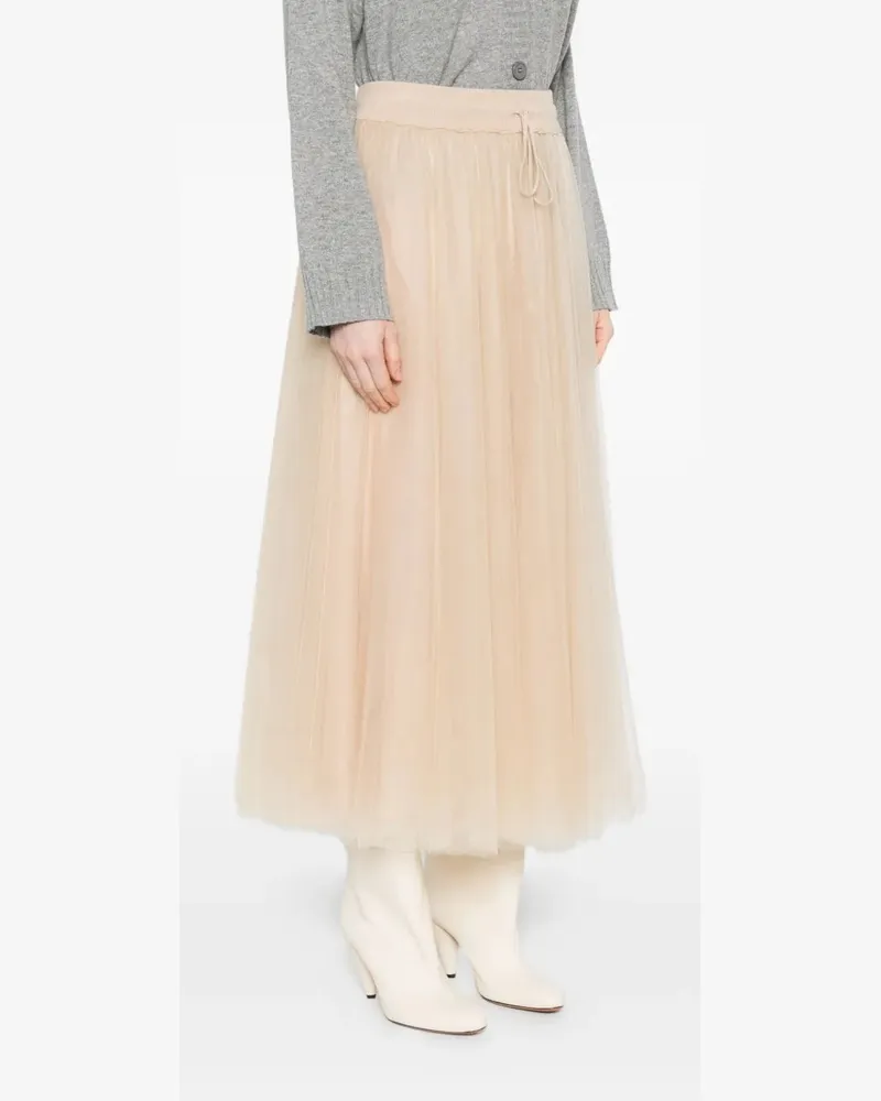 Fabiana Filippi Women's Pleated Drawstring Skirt Aw25 W Beige