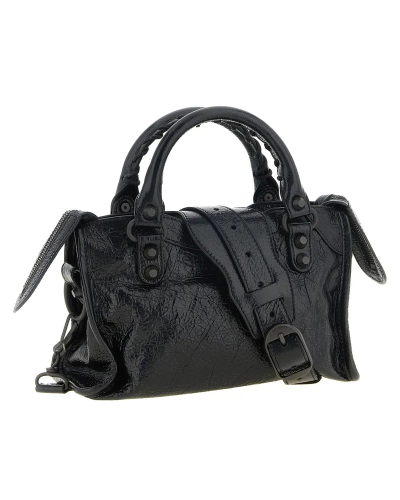 Balenciaga Le City Lambskin Leather Top Handle Bag — Black Black