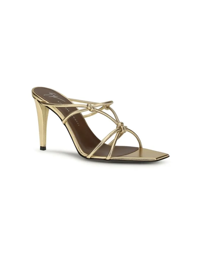Giuseppe Zanotti Women's Gold Calf Leather Bos Taurus Stiletto Heel Sandals Gold