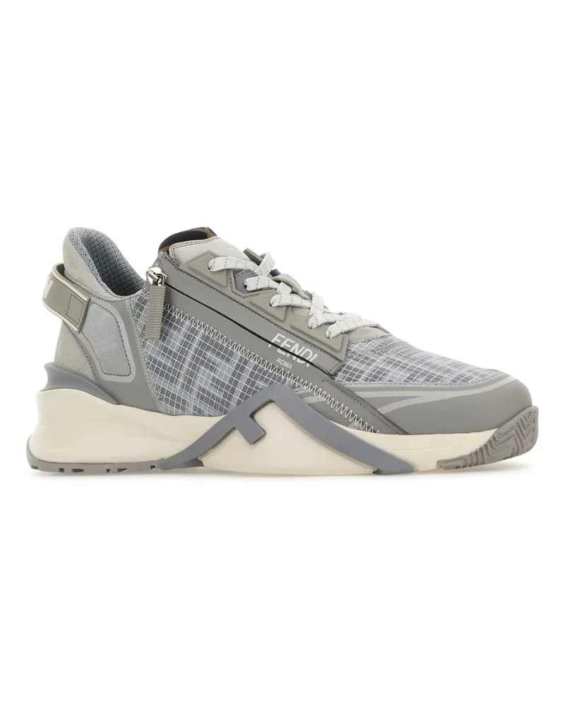 Fendi Men's Grey Fabric  Flow Sneakers Gray+ston+elep Ghiac Gray