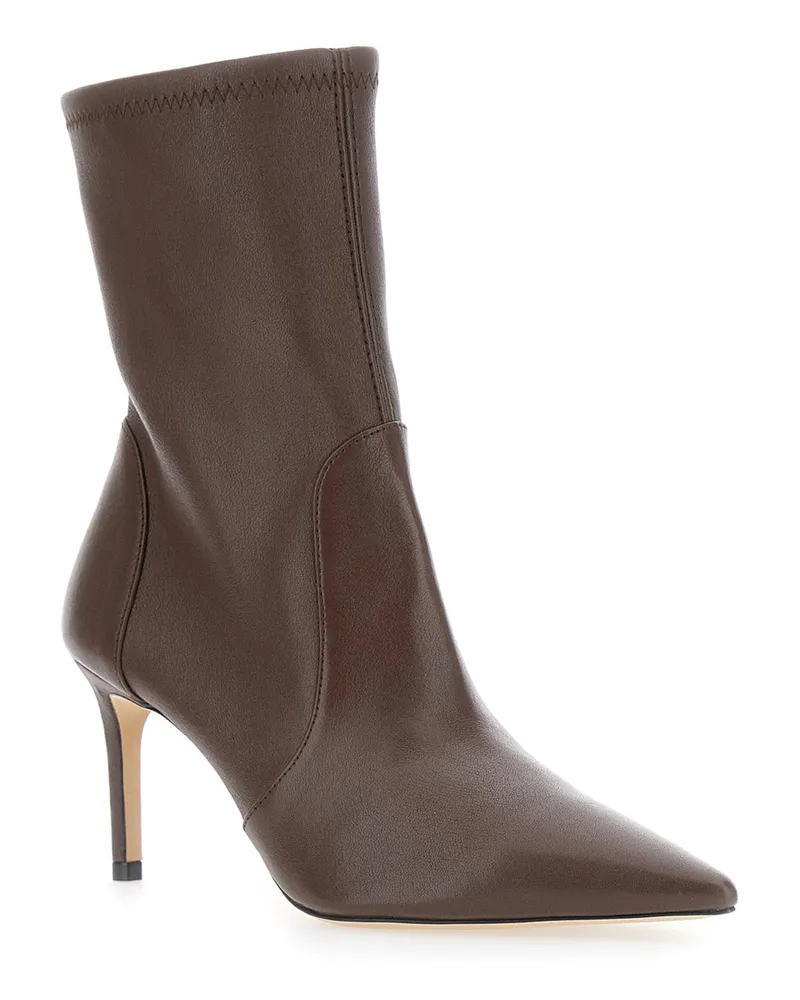 Stuart Weitzman Women's Ankle Boots Power Bootie 75 Brown Leather Brown