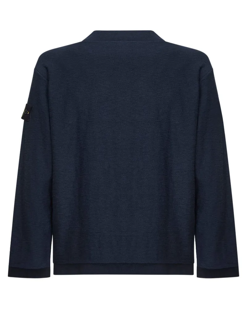 Stone Island Men's Cotton Blend Knit Sweater Blue Blue