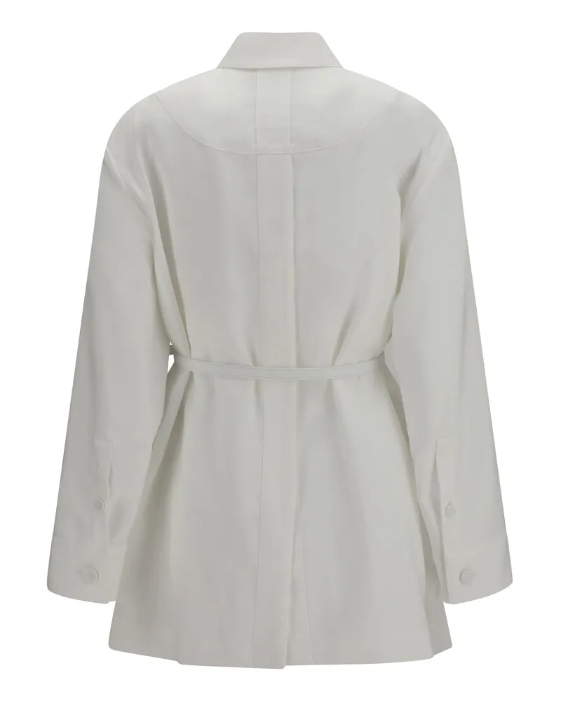 Fendi Women's Jacket Belted Linen-Cotton White Shirt White