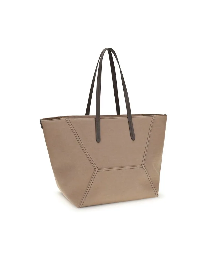 Brunello Cucinelli Women's Beige Cotton Shoulder Bag Beige