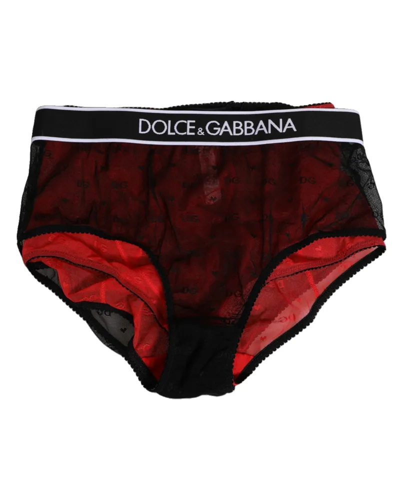 Dolce & Gabbana Women Black Red Nylon High Waist Girdle Underwear And 07+pa Clothing Red