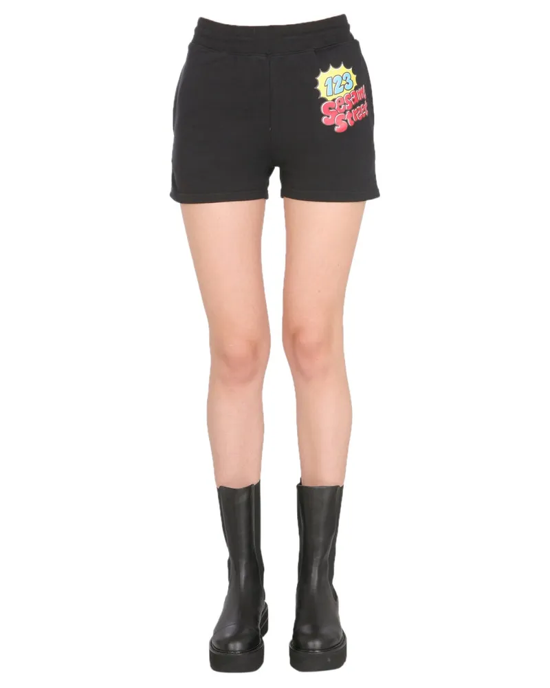 Moschino Cotton Sweat Jogger Shorts — Black Black