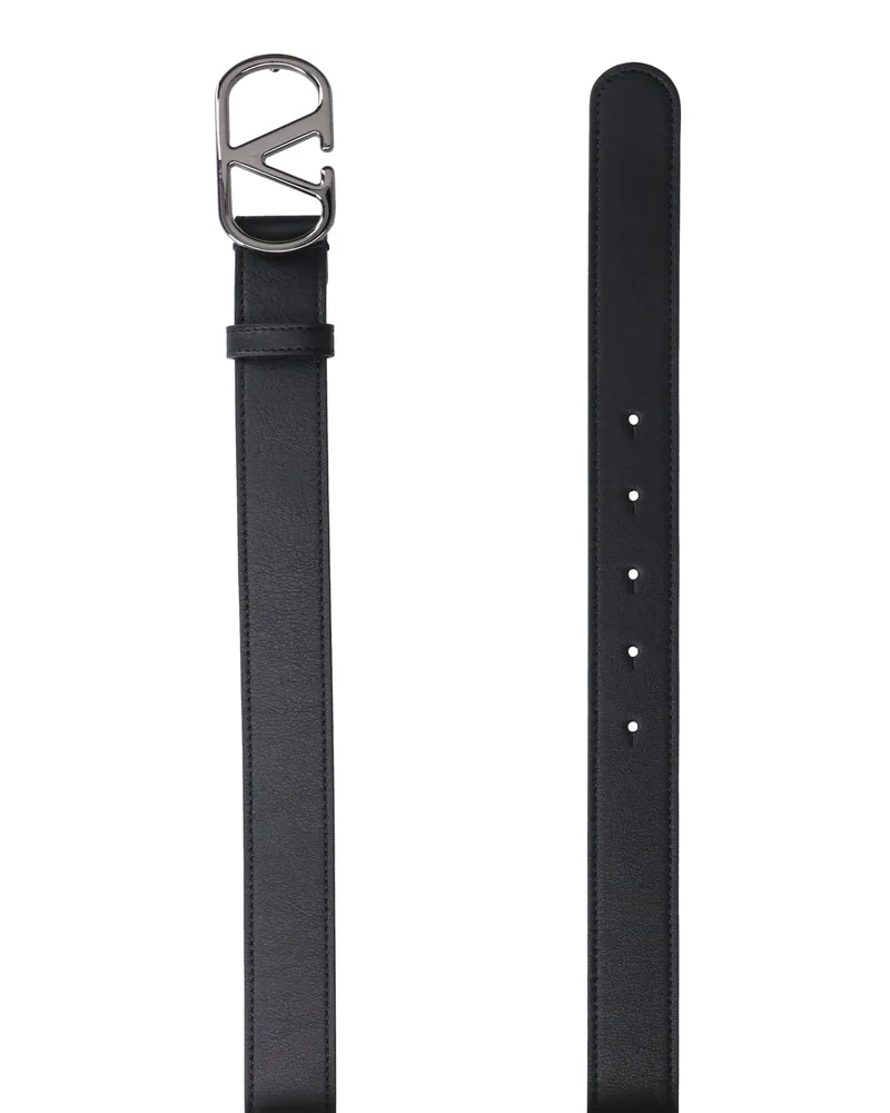 Valentino Garavani Men's Belts Black Calf Leather Black