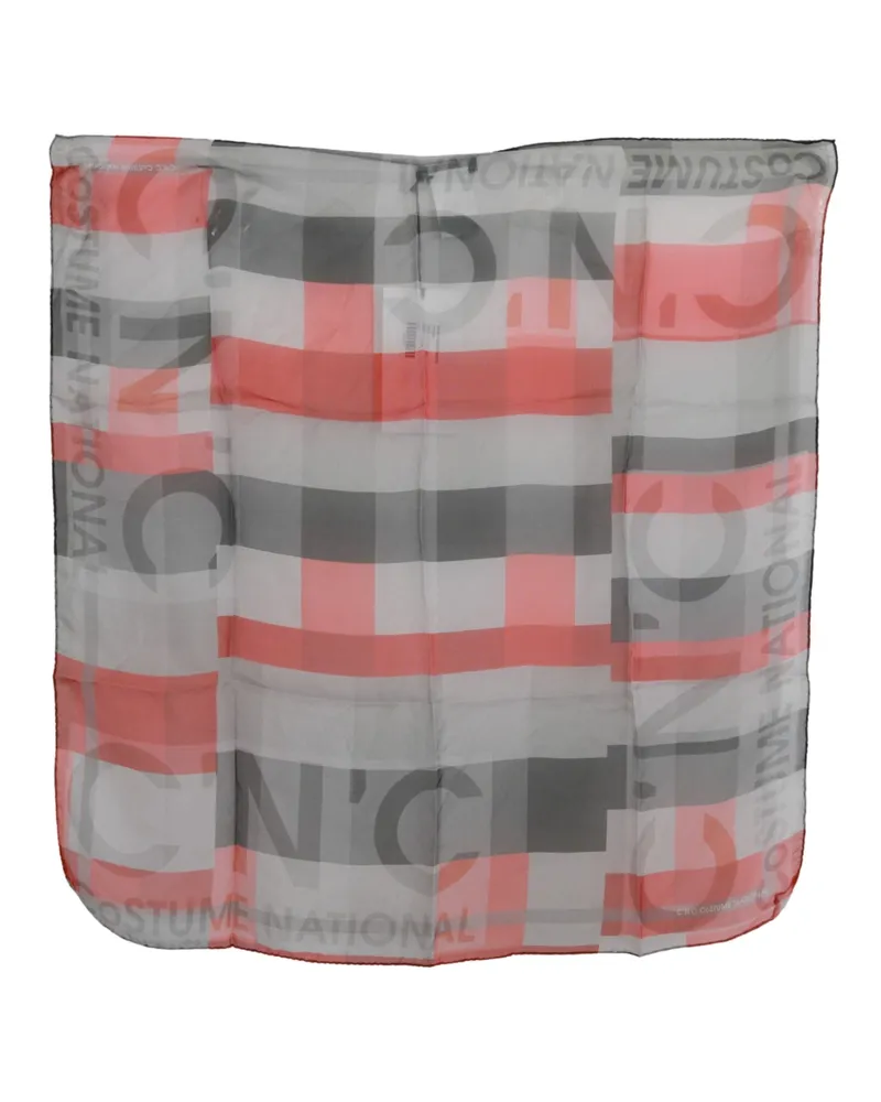 CoSTUME NATIONAL Women's Red Silk Branded Gray Scarf Gray