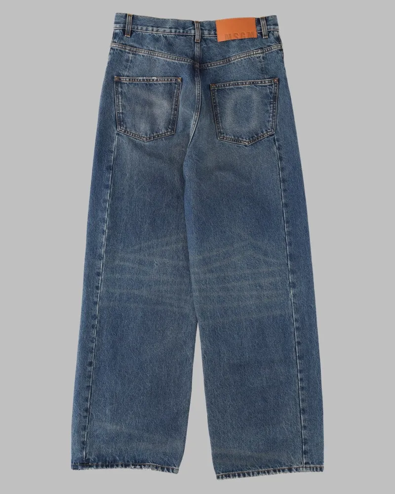 MSGM Wide-Leg Denim Jeans — Blue Blue