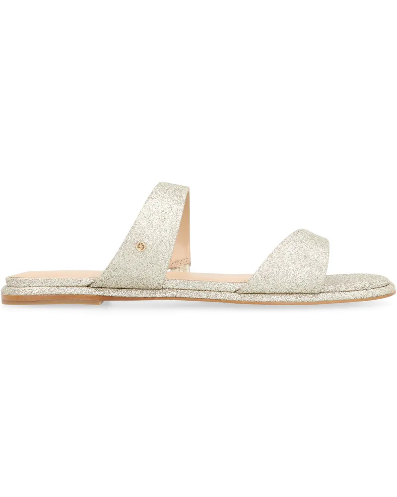 Michael Kors Women's Leather Sandals Jaida Pale Gold Cow Hide Gold