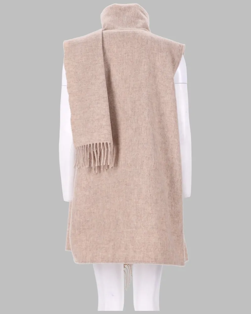 Fabiana Filippi Wool Blend with Integrated Scarf Gilet — Beige Beige