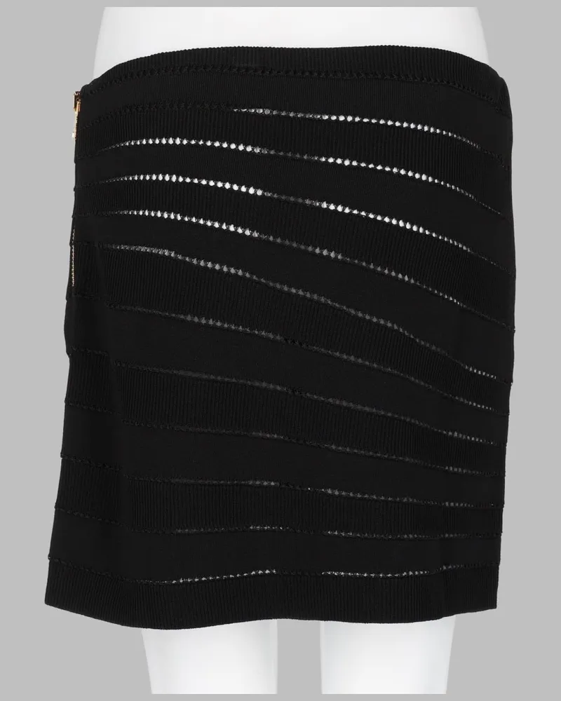 Balmain Flechage Knit with Metallic Thread Mini Skirt — Black Black