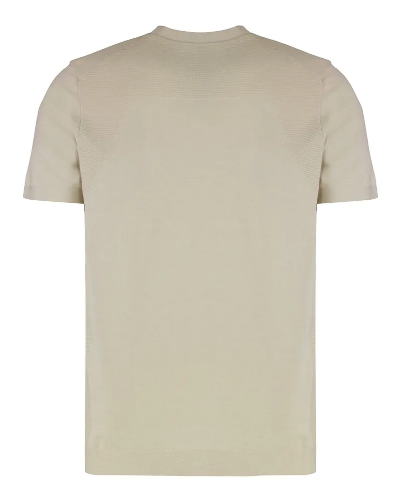 HUGO BOSS Men's Knit Short Sleeve T-Shirt Beige Cotton T-Shirts And Polos Beige