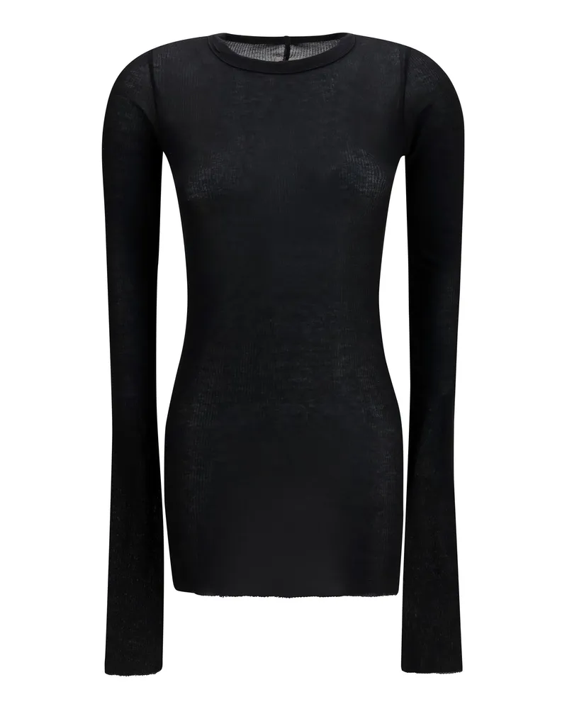Rick Owens Women's Long-Sleeve Top Black Viscose T-Shirts & Jerseys 