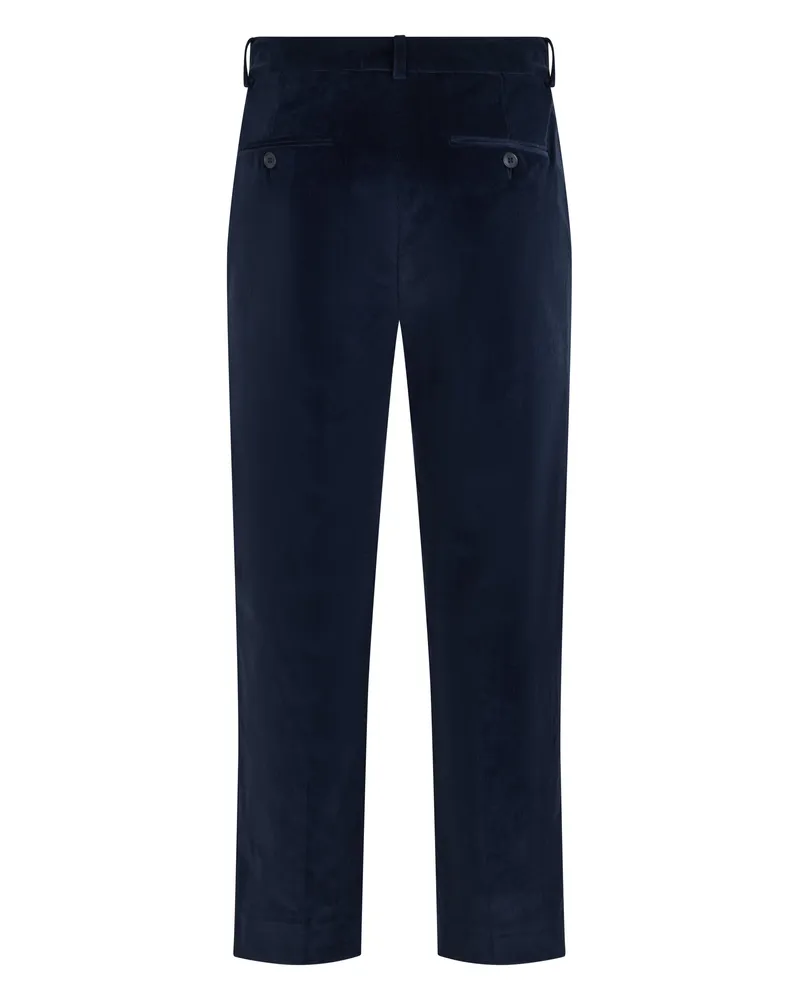 Max Mara Women's Straight Velvet Trousers Navy Cotton 