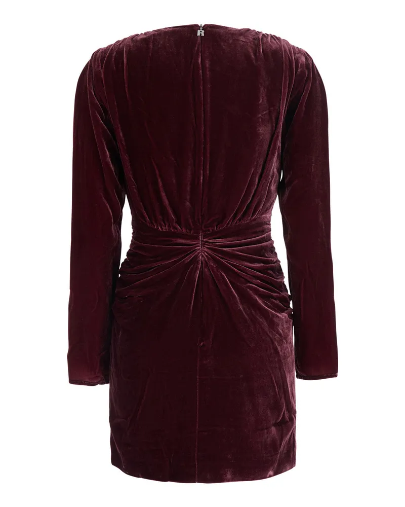 ROTATE Birger Christensen Silk Velvet Mini Dress — Burgundy Burgundy