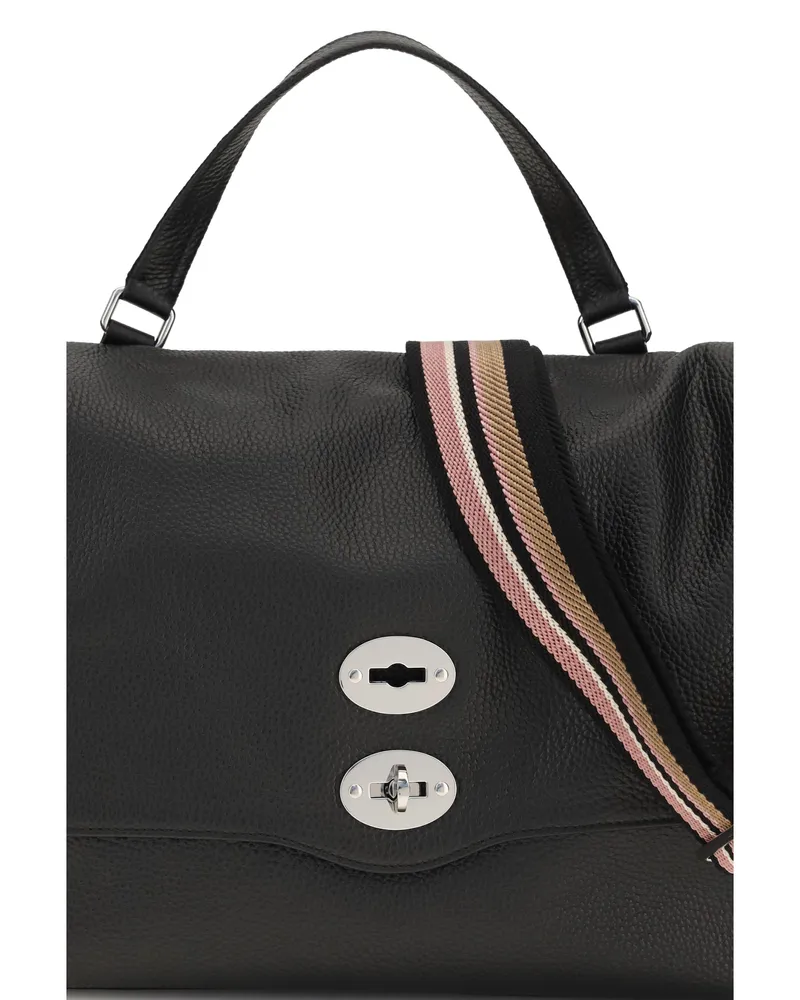 Zanellato Women's Handbag Postina Daily Black Calf Leather Shoulder Bags Black