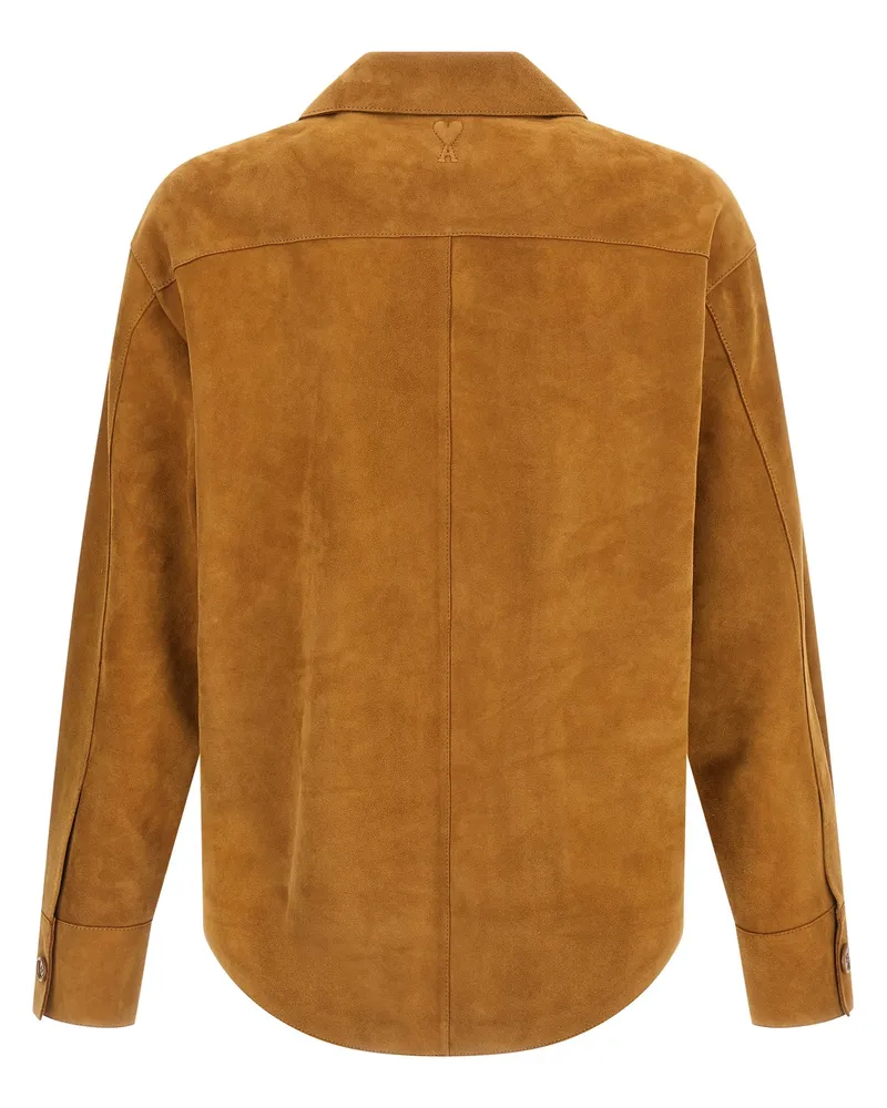 AMI Paris Men Brown Lamb Leather Jacket Clothing Brown