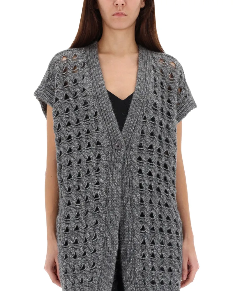 Herno Perforated Alpaca Vest — Gray Gray
