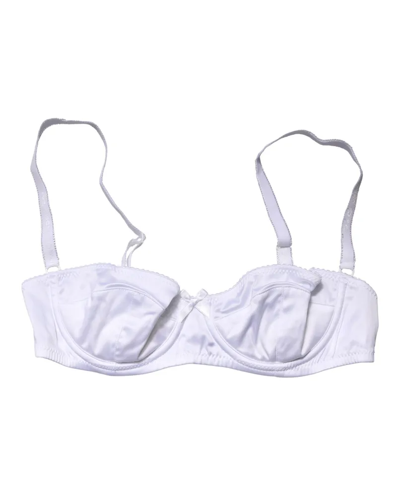 Dolce & Gabbana Women White Semi-Pad Underwire Balconette Bra Underwear Elastane Silk Clothing White