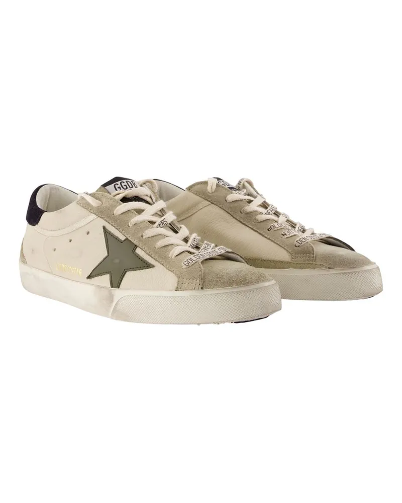 Golden Goose Men's Super Star Sneakers -  Leather Beige Calfskin Shoes Beige