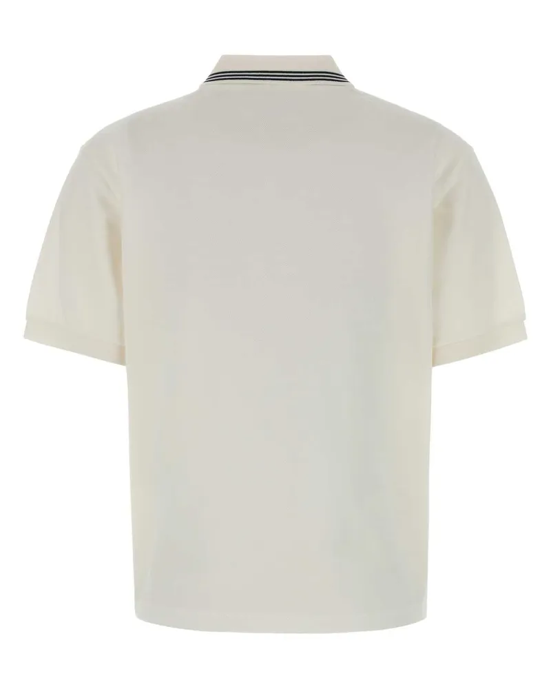Miu Miu Striped Collar Piquet Polo Shirt — White White