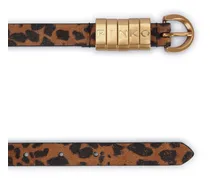 Women's Saddle Belt Brown Suede Like Animal