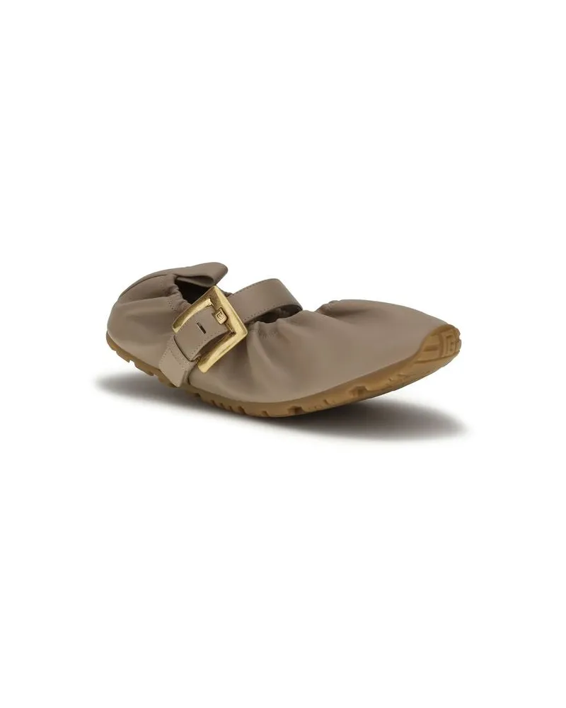 Balmain Women's Beige Lamb Ovis Aries Ballet Flats Beige