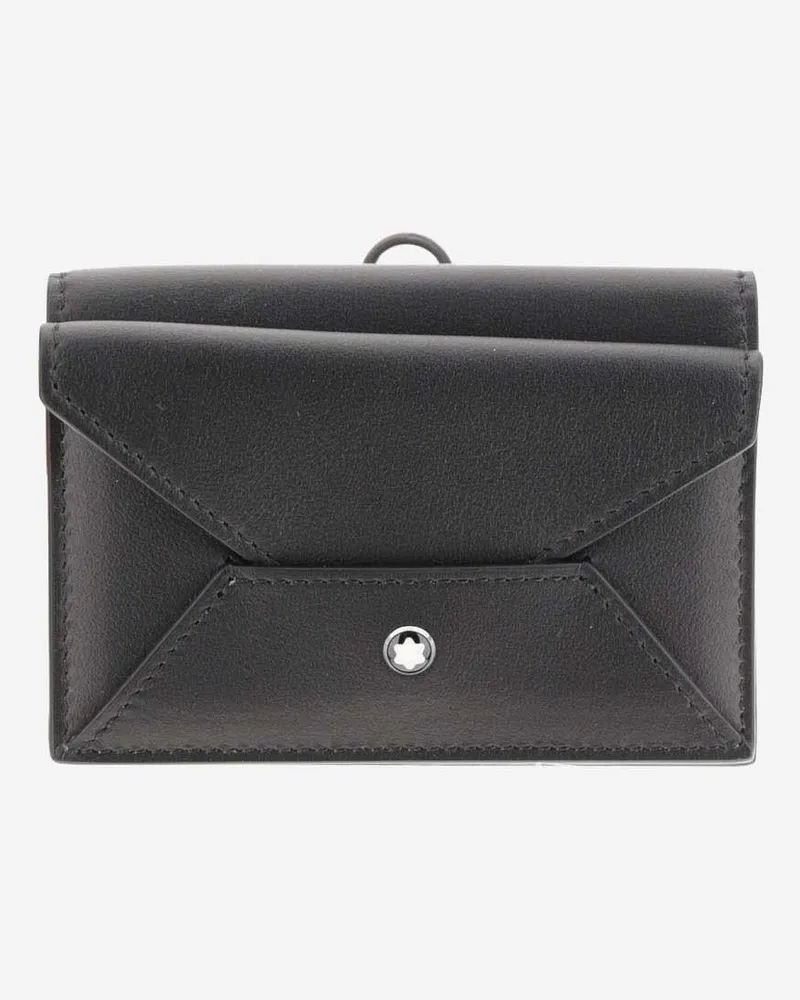 Montblanc Men's Card Holder With 4 Compartments Black Leather Accessory Black