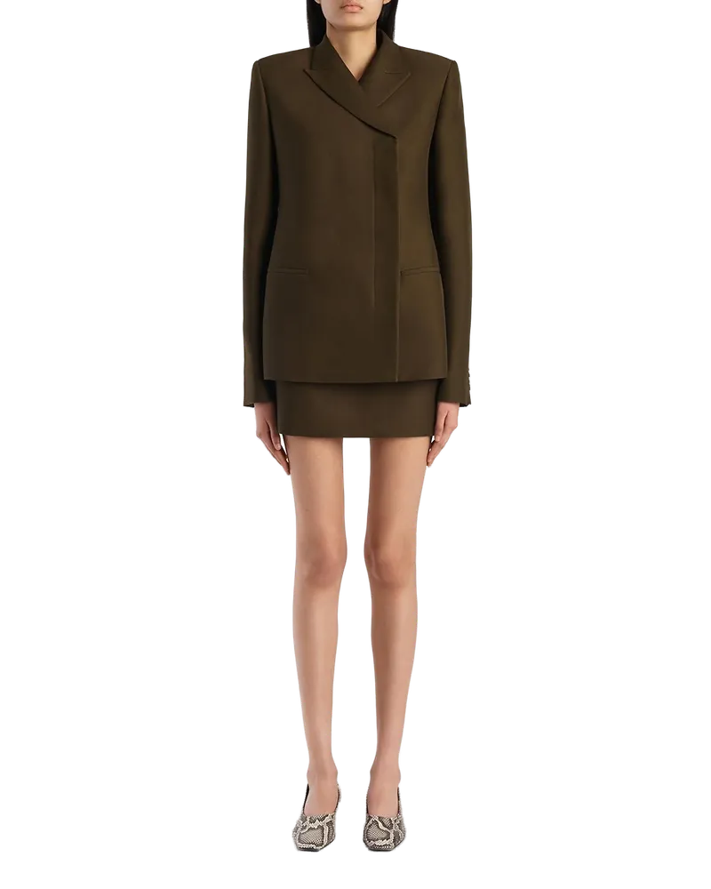 KHAITE Women's Veste Silvannah En Cuir Dark Olive Khaki Jacket Brown