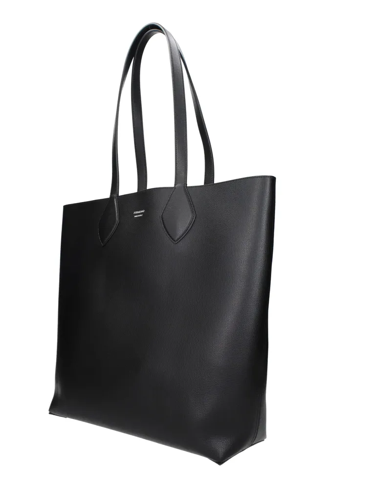 Ferragamo Men's Black Leather Shoulder Bag Black