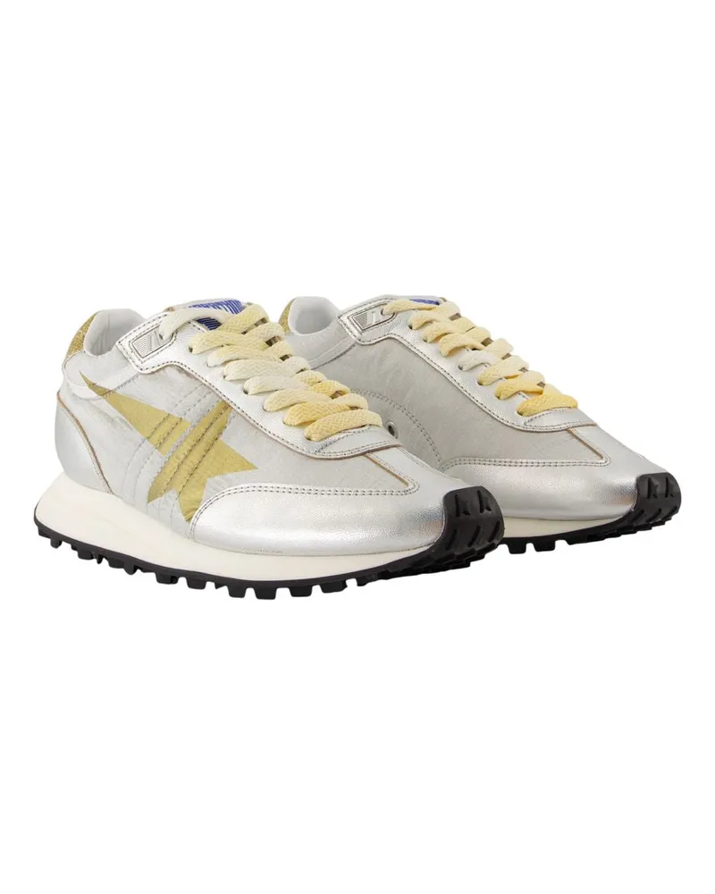 Golden Goose Women's Running Marathon Sneakers -  Leather Silver Calfskin Shoes Silver