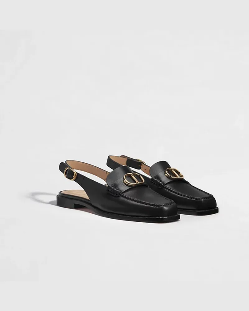 Dior Leather Slingback Loafer — Black Black