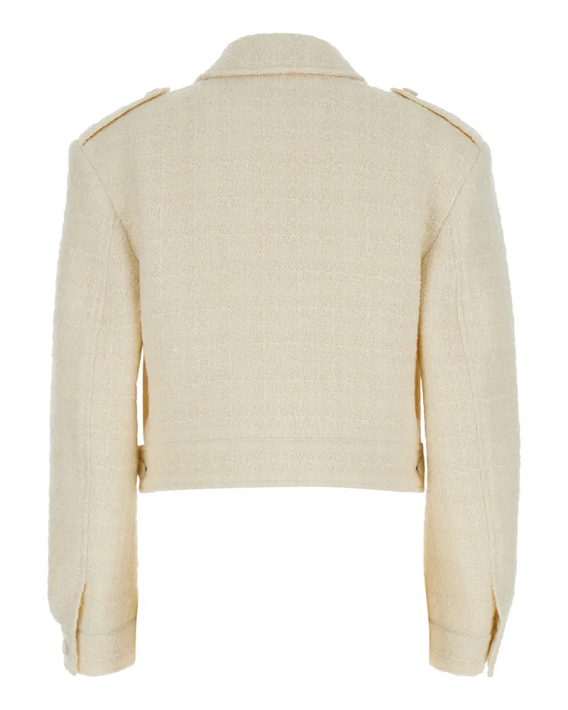 Givenchy Women's White Wool Blend Jacket With 4g Details Blazers White