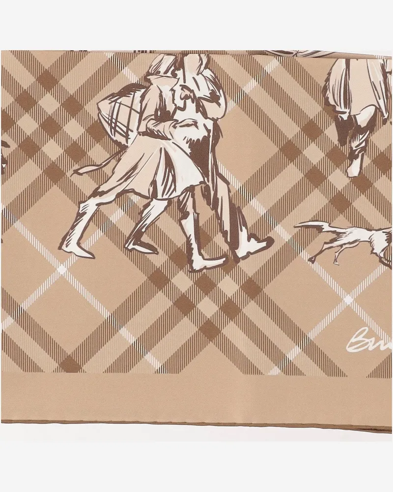 Burberry Silk Novacheck Scarf — Beige Beige