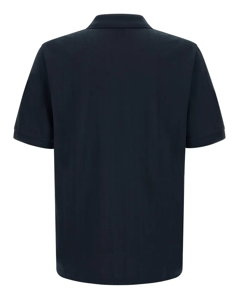 HUGO BOSS Structured Jacquard Cotton Polo Shirt — Navy Navy