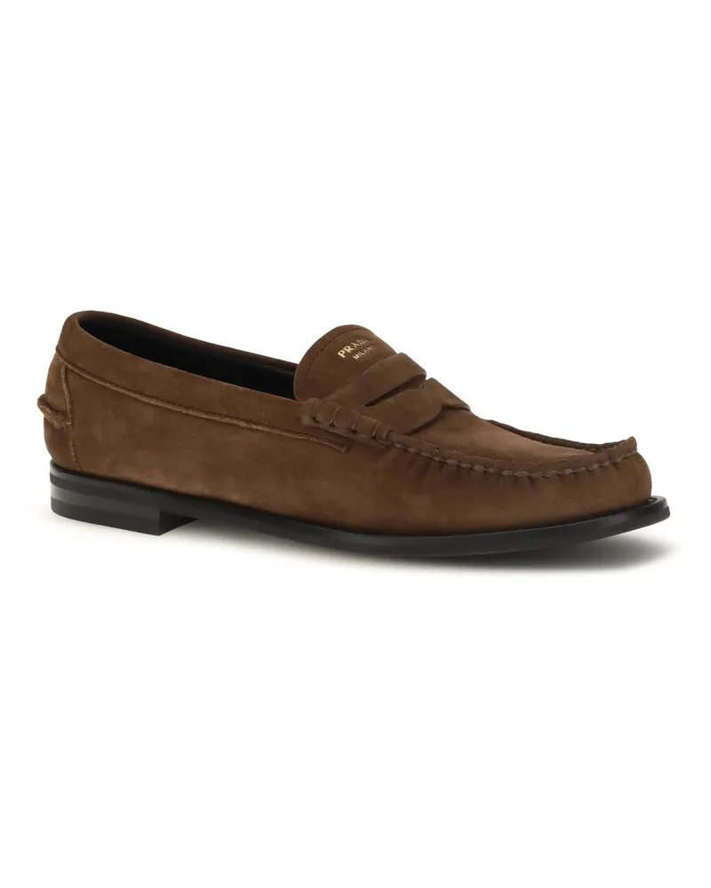 Prada Men's Suede Loafers Cacao Brown