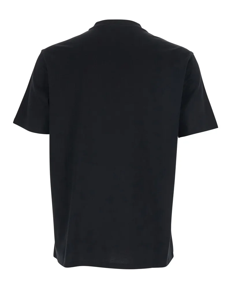 Emporio Armani Logo-Embroidered Cotton T-Shirt — Black Black