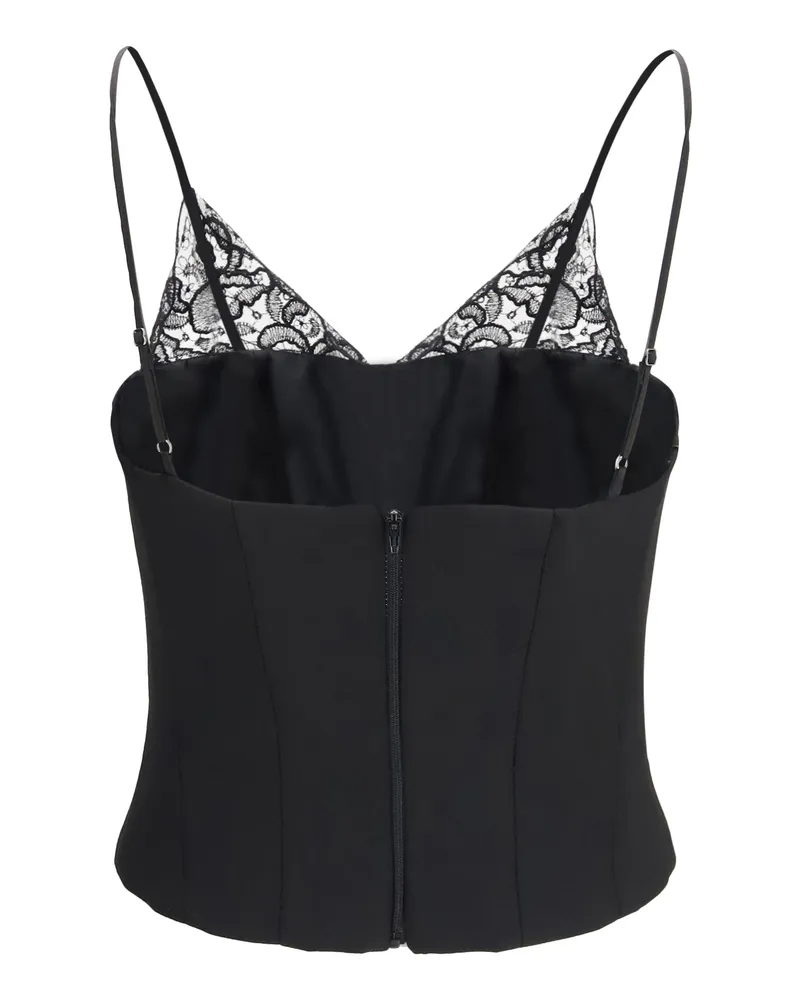 NISSA Lace-Insert Wool-Blend Bodysuit — Black Black