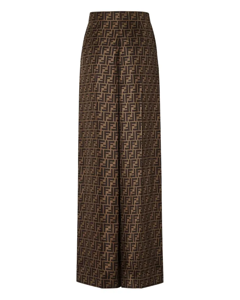 Fendi Silk FF Monogram Trousers — Brown Brown