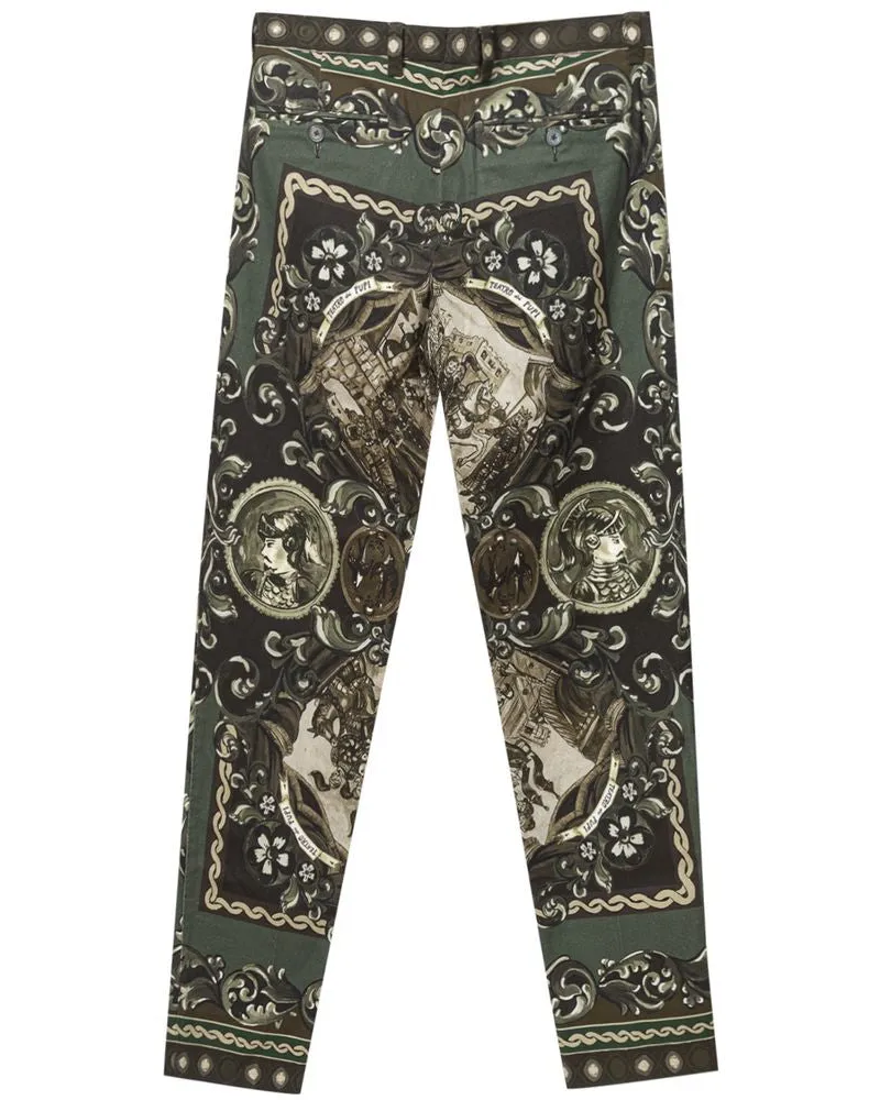 Dolce & Gabbana Women's Green Cotton Casual Pants Green